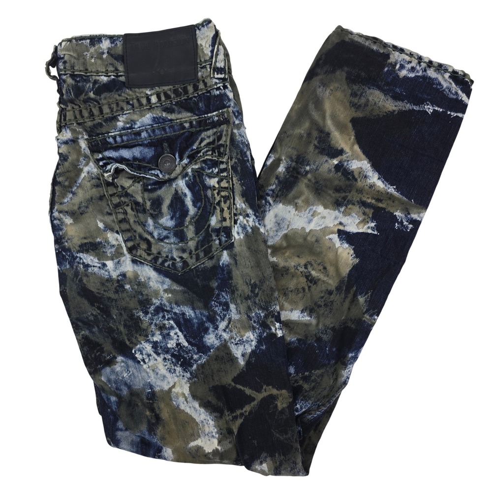 True Religion Geno Relaxed Slim Bleach Wash Jeans Men's 32x34 Blue Flap‎ Pocket - Picture 2 of 9